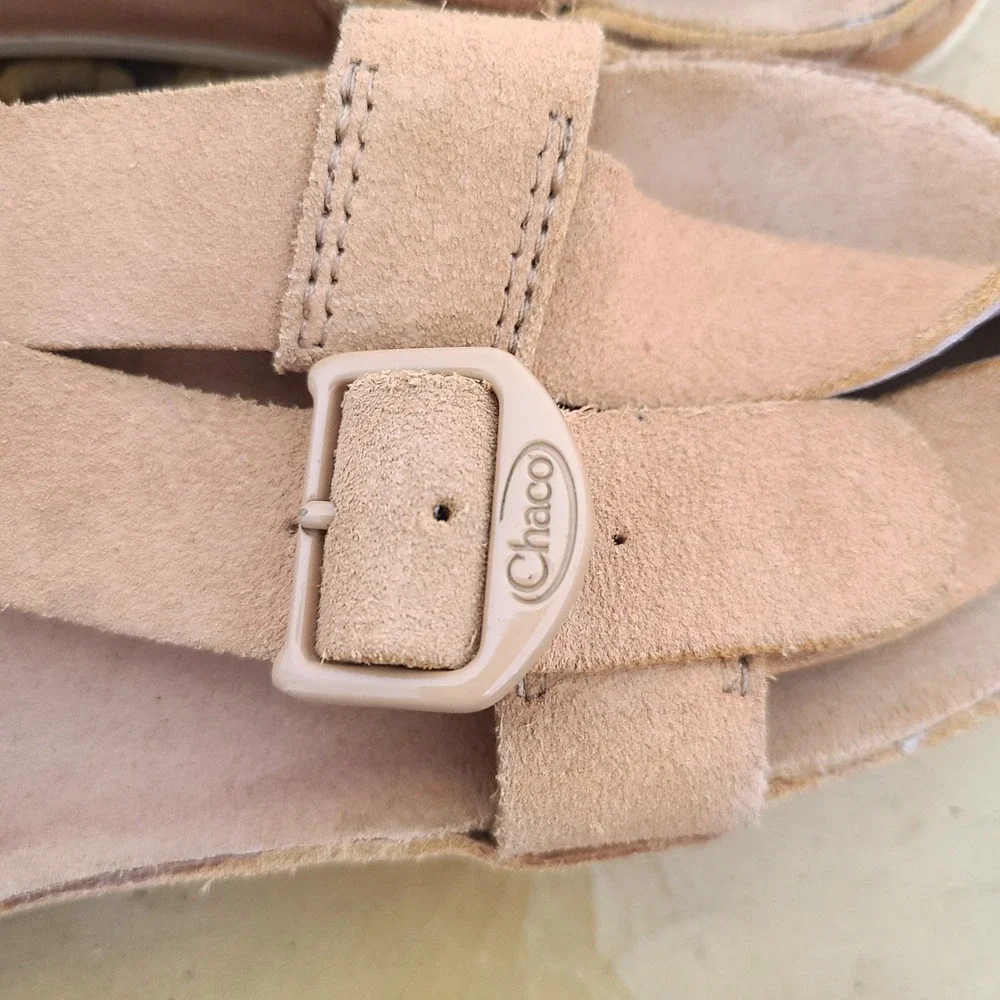 Chaco Wayfarer US 11 Tan Brown Soft Leather Strappy Sandals Boho Casual Beachy - Picture 6 of 10